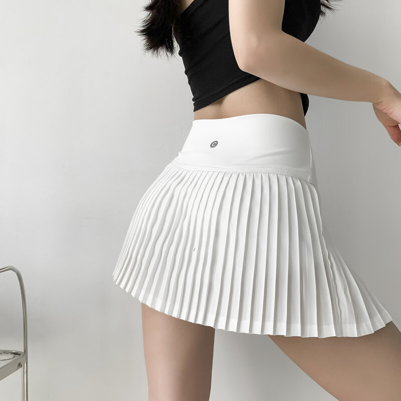 Mini-saia vintage linha A feminina, cintura alta, monocromática, nova moda, 2023