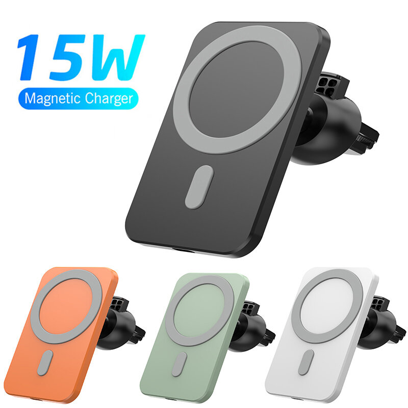 Cargador de coche inalámbrico magnético Qi de 15W para iPhone 12 13 Mini Pro 12Pro Max cargadores inalámbricos de carga rápida soporte de montaje de teléfono de coche