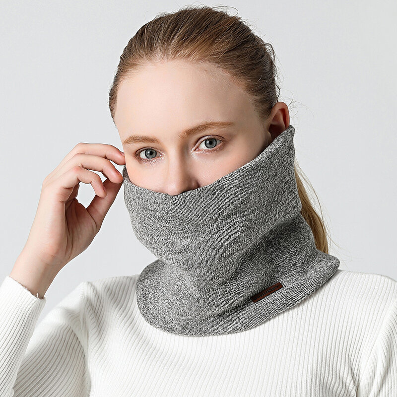 Unissex quente snood feminino pele pescoço cachecóis sólidos de malha ao ar livre esporte cachecol inverno anel algodão lã scarfs 2020 moda