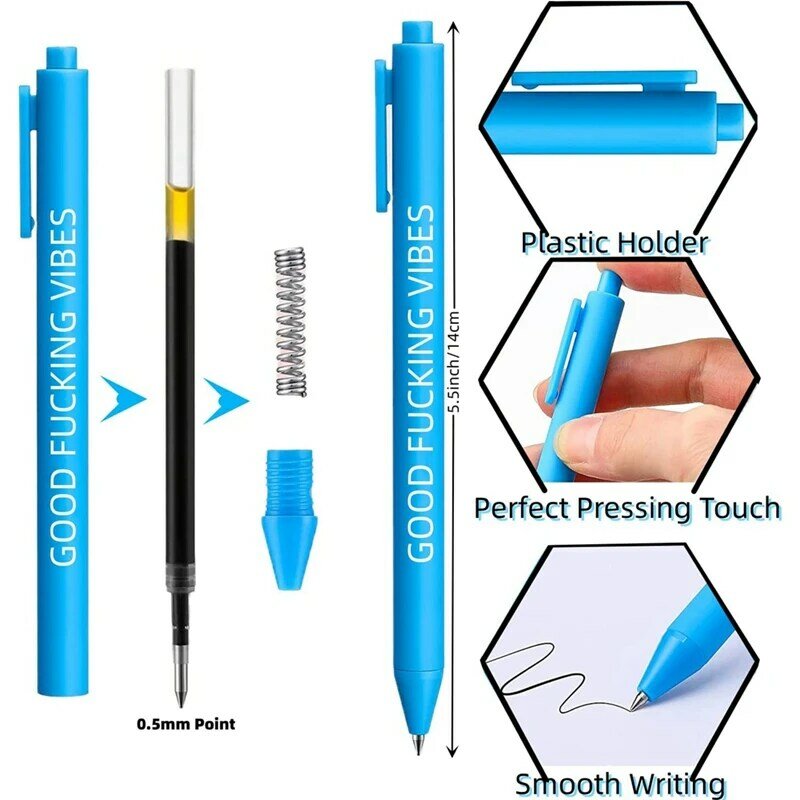 11Pcs Swear Word Daily Pen penne a sfera divertenti fermasoldi Vibes Glitter novità Pen Dirty Cuss Word Pens For Office Gift