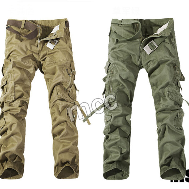 Pantalones tácticos militares para hombre, monos lavados con múltiples bolsillos, pantalones sueltos de algodón, pantalones cargo para hombre, talla 28-42