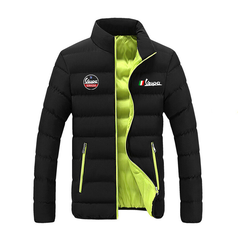 2023 Homens Vespa logotipo moda tendência zíper roupas de algodão inverno neve quente estilo dos homens marca clássico Top Jacket chaqueta hombre