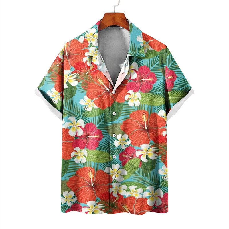 2023 Estilo americano Summer Street Fashion Imprimir Camisa do Havaí nova camisa casual masculina personalizada de manga curta lapela top S-8XL