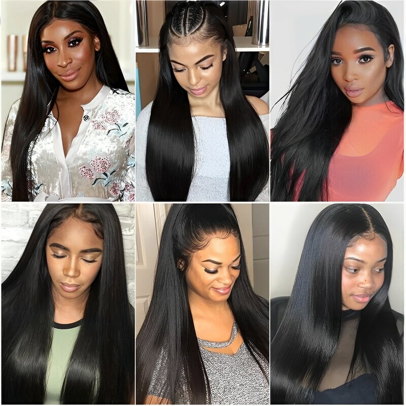 4x4 Straight Lace Closure Wig Human Hair 32In 180 Density Brazilian Transparent 5x5 Lace Frontal Wig Pre Plucked With Baby Hair