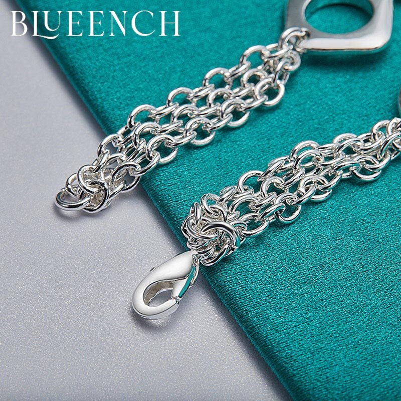 Blueench-pulsera de plata de ley 925 con forma de estrella hueca para mujer, brazalete romántico con forma de estrella
