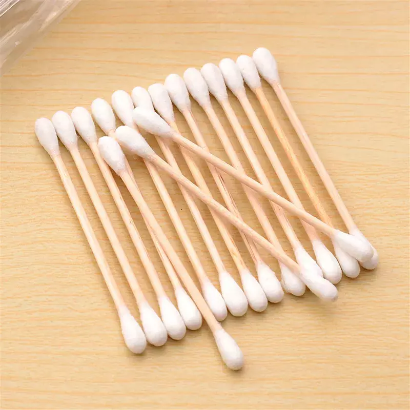 500pcs Double Head Cotton Swab Wooden Cotton Buds for  Nose Ear Cleaning Wood Sticks Cotton Swabs Health Care 100pcs