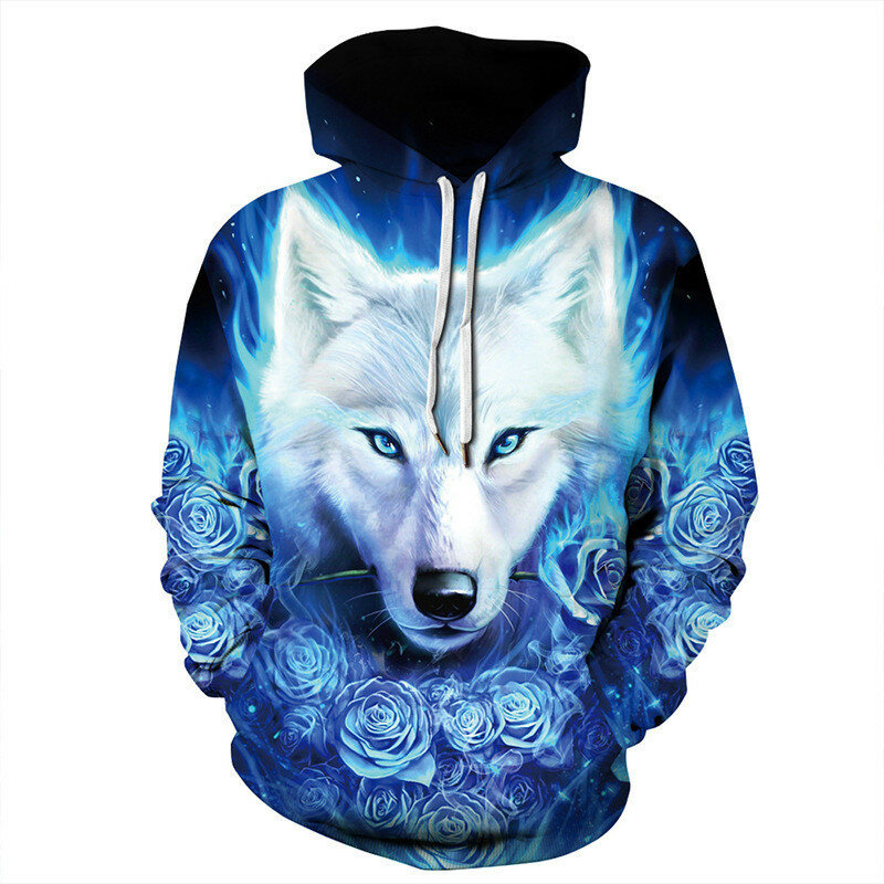 Fashion Wolf Dier 3D Print Mannen Hooded Hoodies Lente Herfst Casual Mannen Kleding Sweatshirt 3D Harajuku Hoody