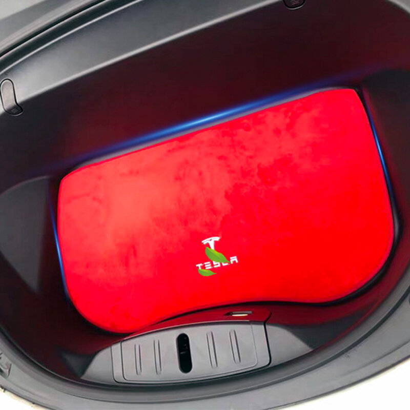 Pour Tesla Modèle 3 2022 Accessoires de voiture Coussin Flanelle Coffre Avant Tapis model3 2021 Boîte de rangement Anti-Poussière Coussin Intérieur