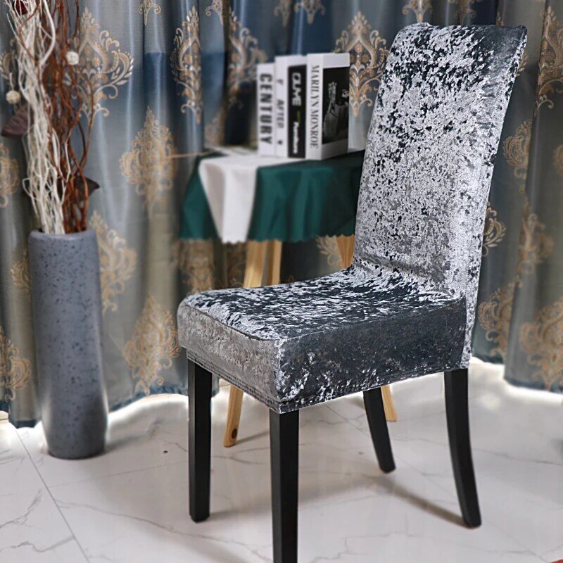 Velvet Shiny Fabric Cheap Chair Covers Universal Size Stretch Chair Covers Seat Case Slipcovers For Dining Room