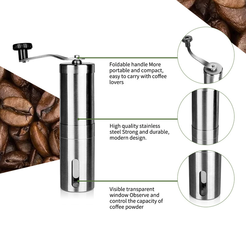 Penggiling kopi Manual, Mesin kopi jagung keramik inti keramik baja Manual, penggiling tangan untuk kafe, penggiling kopi