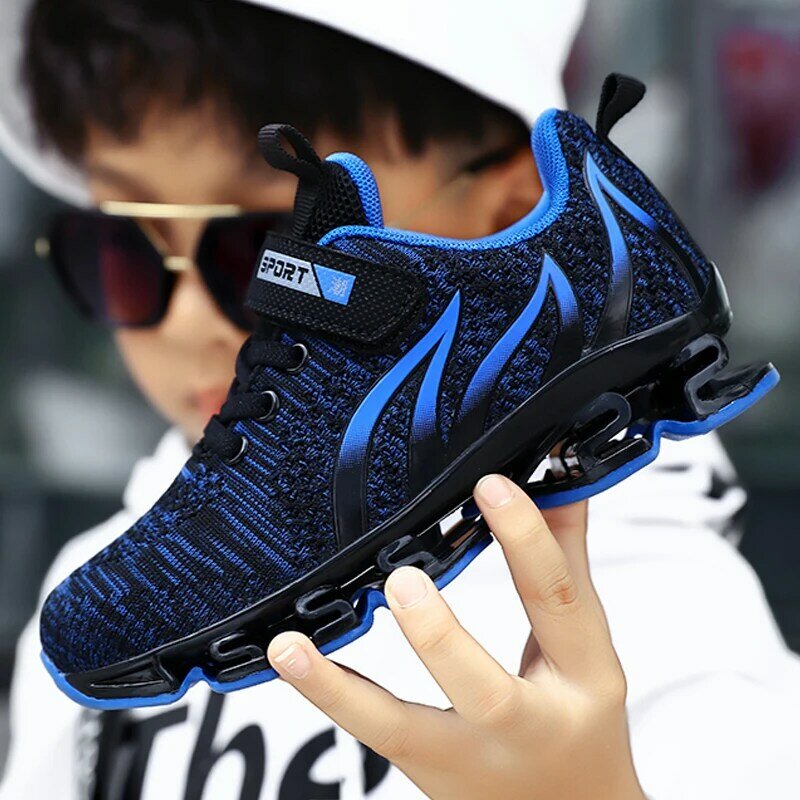 Crianças sapatos meninos tênis 2021 moda absorção de choque esportes crianças sapatos respirável tênis casual meninos 8-13 anos de idade
