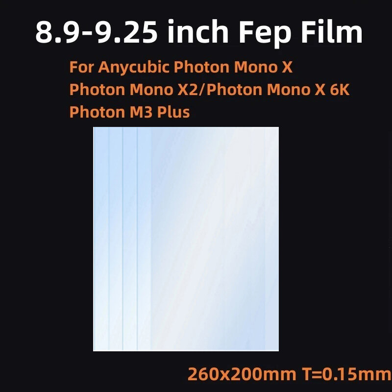 ฟิล์ม FEP ขนาด8.9นิ้ว260*200*0.15มม. สำหรับ anycubic Photon MONO x 4K 6K M3 PLUS elegoo Saturn 3D อุปกรณ์เสริมอะไหล่เครื่องพิมพ์ LCD SLA