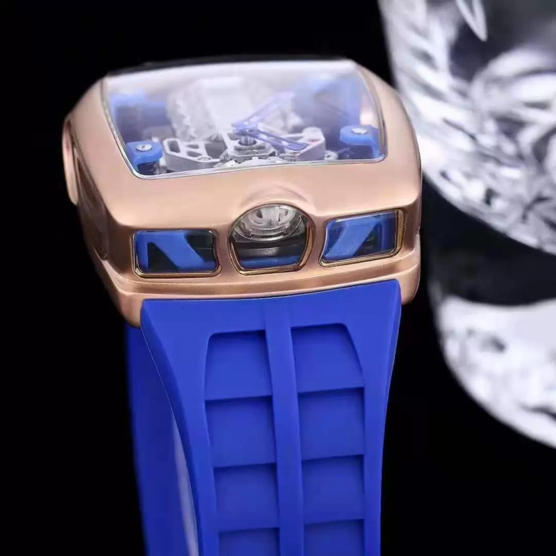 Zegarek Super samochód Alliance uruchomił męski mechaniczny zegarek na rękę ze stali nierdzewnej 16 silnik cylindrowy potężne szafirowe lustro stołowe