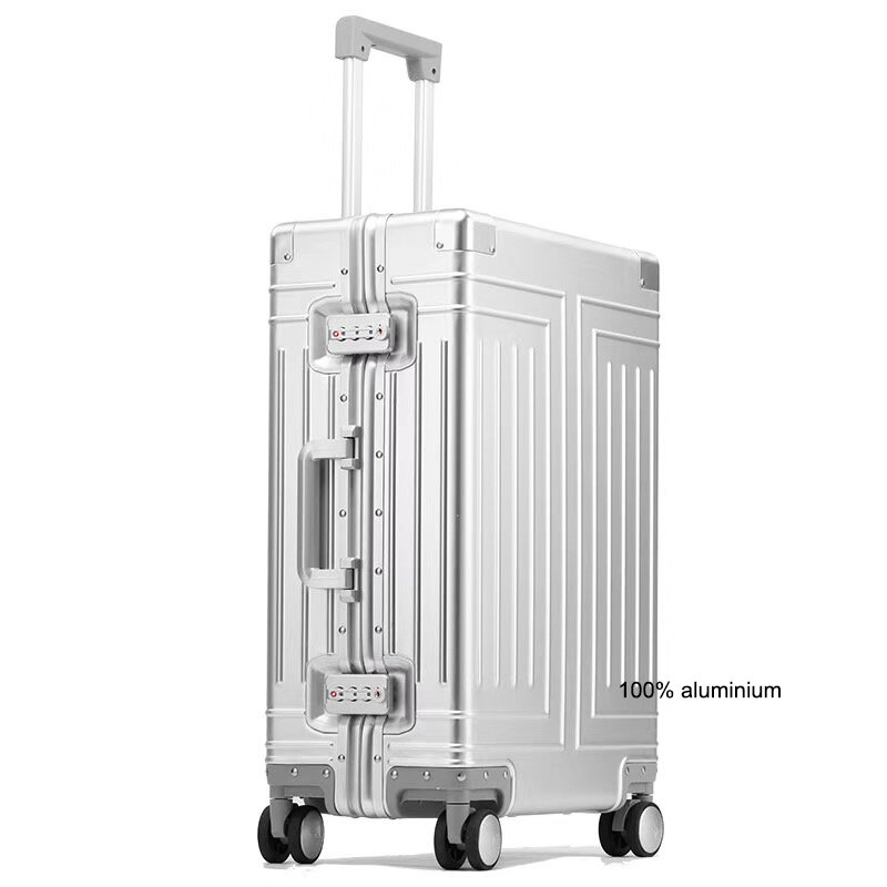 Carrylove-maleta de aluminio con ruedas para equipaje, Maleta impermeable de cabina metálica, 20, 24, 26 y 29 pulgadas