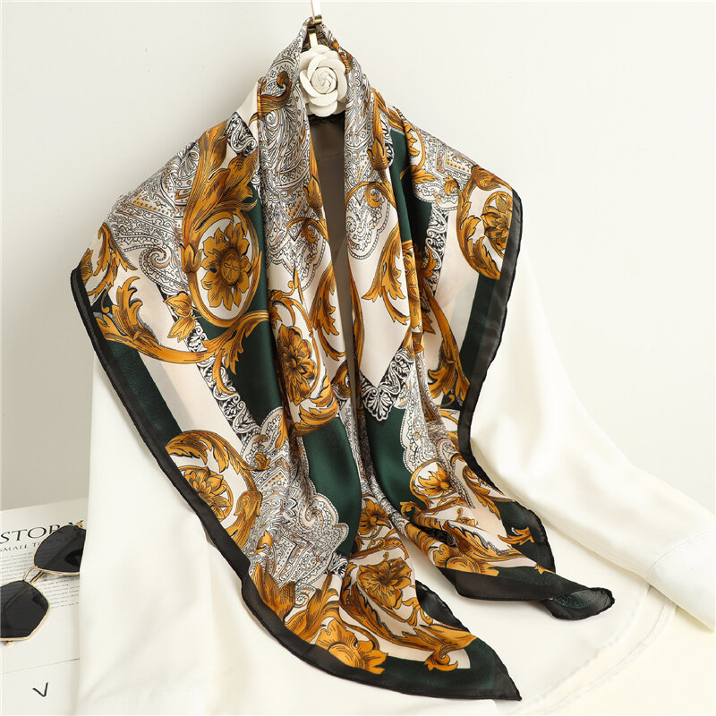 Pañuelo cuadrado de seda para mujer, banda elegante para la cabeza, chal de Malasia, nuevo diseño