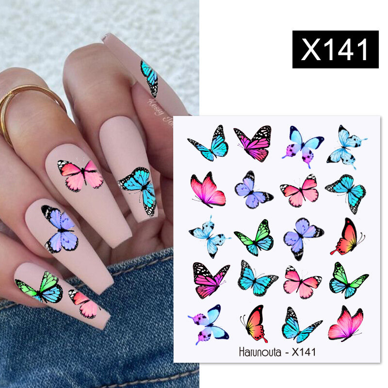 Silver Black Geometric Nail Sticker Charms Lines Decor Stripe Block Love Person Body Butterfly Flower Nail Art Decorations