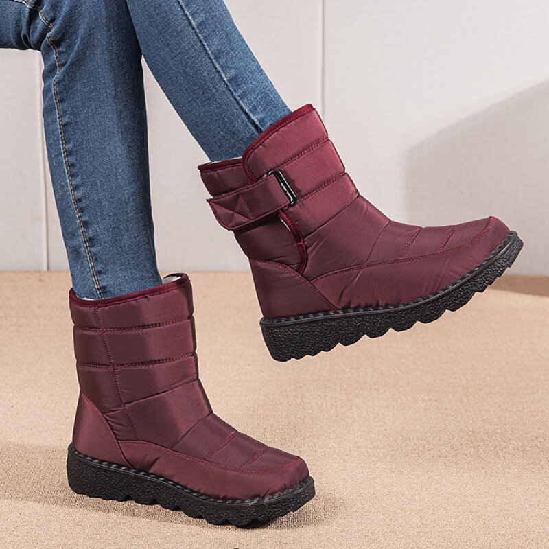 Botas altas de felpa para mujer, zapatos de terciopelo, botas de nieve de tubo largo para exteriores, invierno, 2021