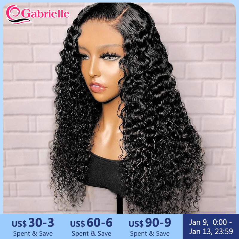 Gabrielle Deep Wave Frontal Wig Brazilian Curly HD Lace Front Human Hair Wigs for Women 30 32 Inch Closure Wig 180 250% Density