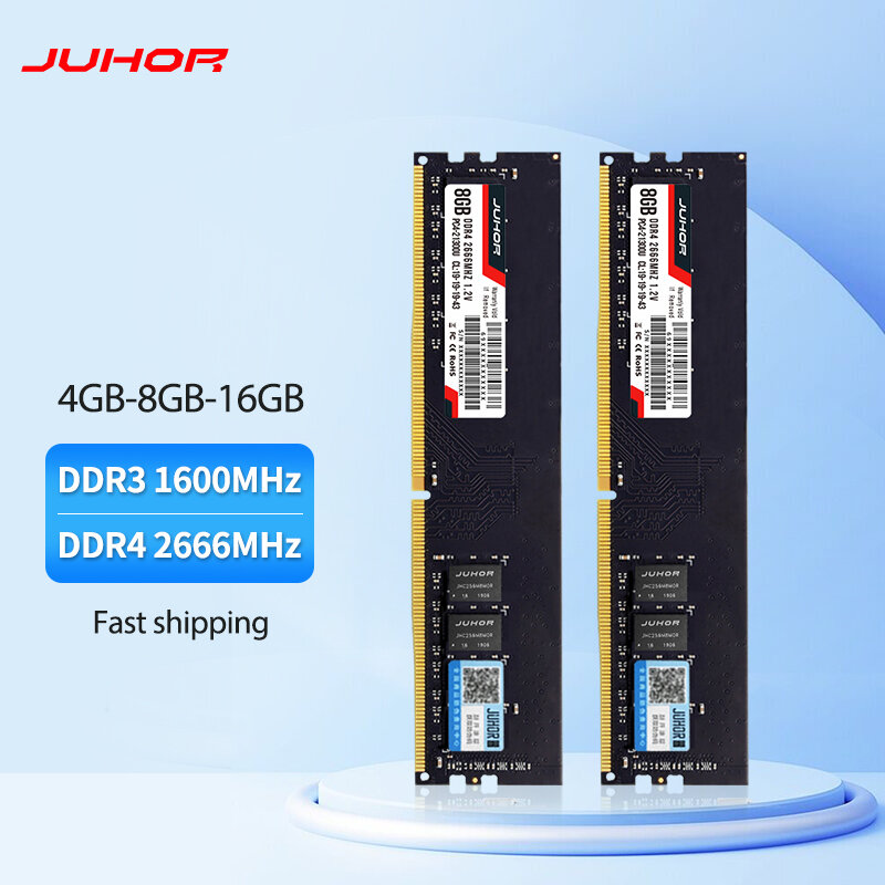 JUHOR Memoria DDR4 8GB 16GB 2666MHz 3000MHz 3200MHz Ram Desktop Gaming Memories