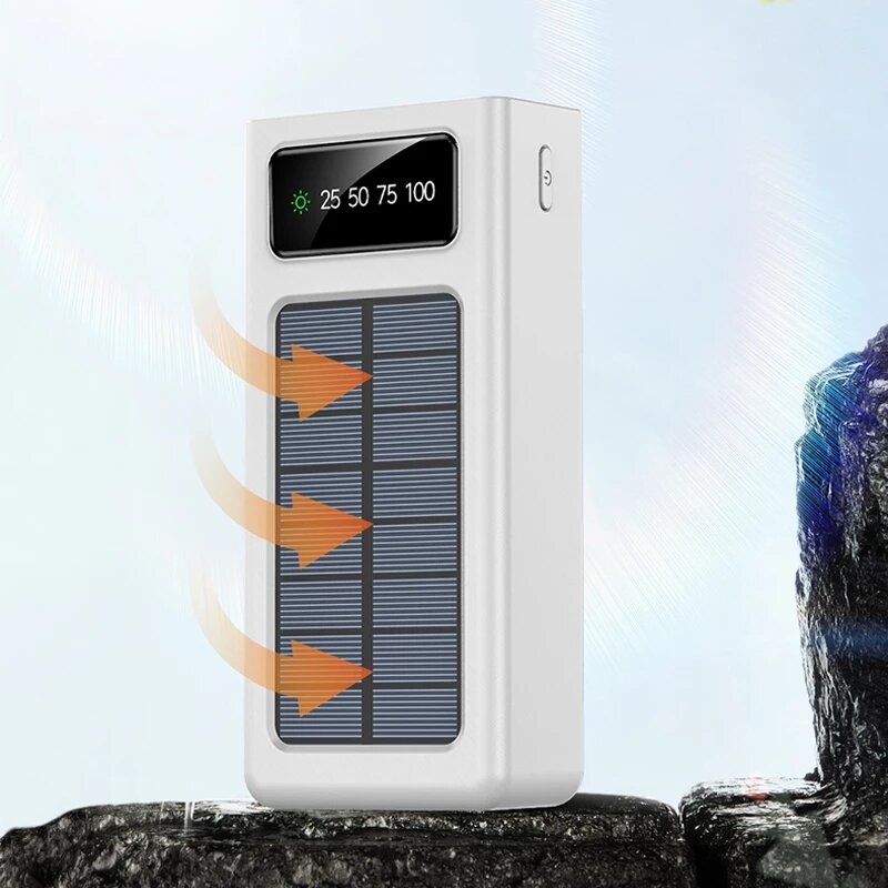 Banco de energía Solar de 100000mAh, gran capacidad de carga de teléfono, batería externa, cargador rápido de teléfono para Xiaomi, IPhone, Samsung