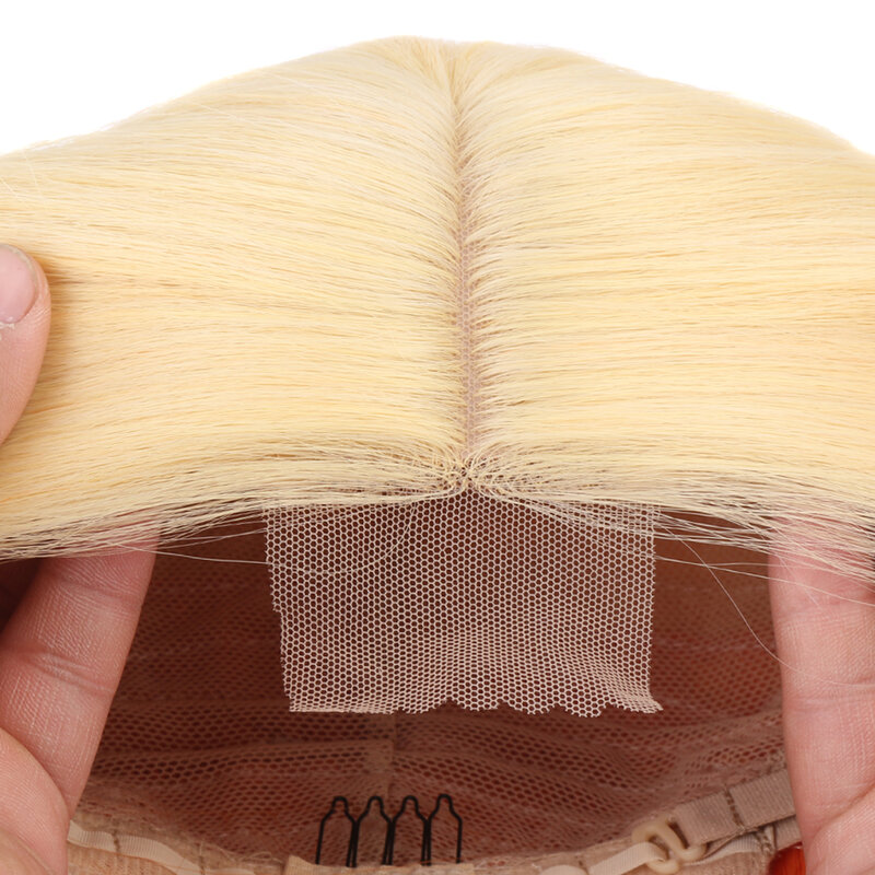 Peruka z krótkim bobem 14 cali peruki syntetyczne dla kobiet środkowa część proste naturalne włosy Cosplay Ombre czarne blond różowe czerwone peruki kobieta