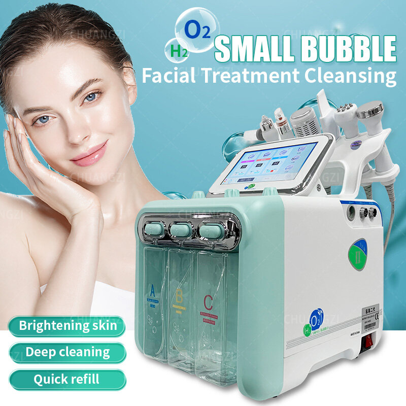 Máquina Facial 6 en 1 de hidrooxígeno con burbujas pequeñas, pulverizador de Lifting RF para limpieza de la piel, elimina los puntos negros, rejuvenecimiento de la piel, antienvejecimiento, novedad