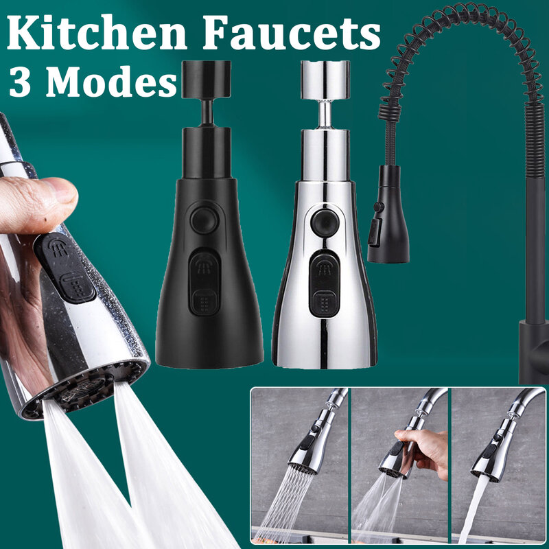 3 Mode Shower Head Kitchen Tap 360° Rotatable Kitchen Flush High-Pressure W/ Faucet Sprayer Tap Replacement Kitchen Button K7C0