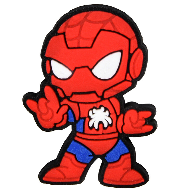 1 pz vendita singola Spiderman Hero fibbia per scarpe Croc Charms PVC cartoni animati Sneakers decorazioni zoccoli bambini all'ingrosso regali per feste di natale