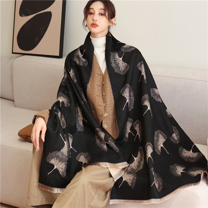 Luxury Brand Warm Cashmere Scarf Women Thick Pashmina Shawl Blanket Bufanda Headkerchief Turban Muffler Lady Foulard Poncho 2021