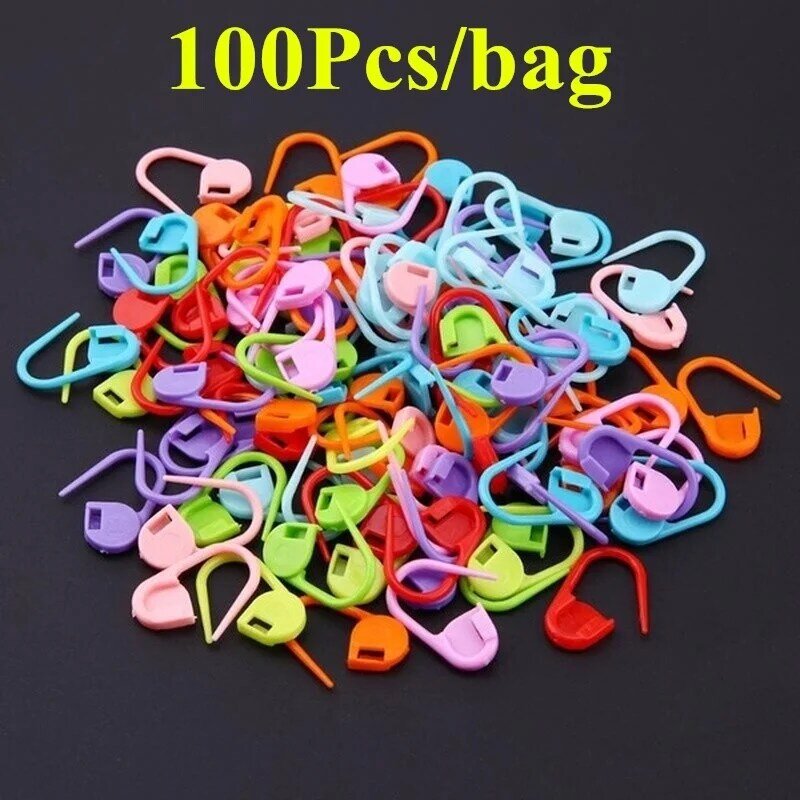 Mini pinces à papier mignonnes, 100 pièces/sac, étui, tricot, point de verrouillage au Crochet, marqueurs en plastique