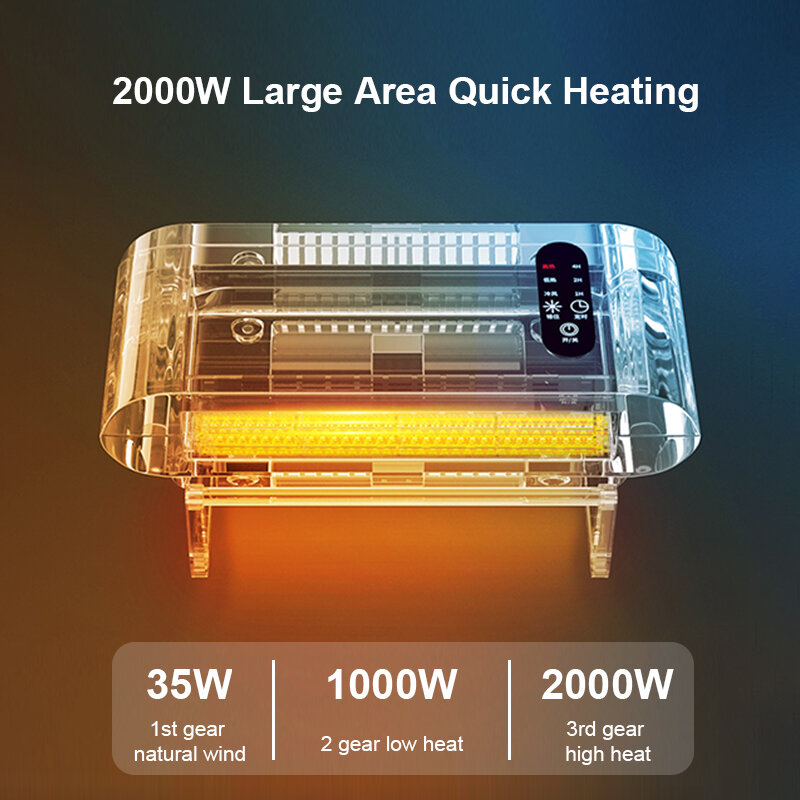Hatv aquecedor de parede ventilador de ar condicionado quente fresco dupla utilização aquecedor elétrico casa de banho casa de poupança de energia cerâmica aquecimento radiador