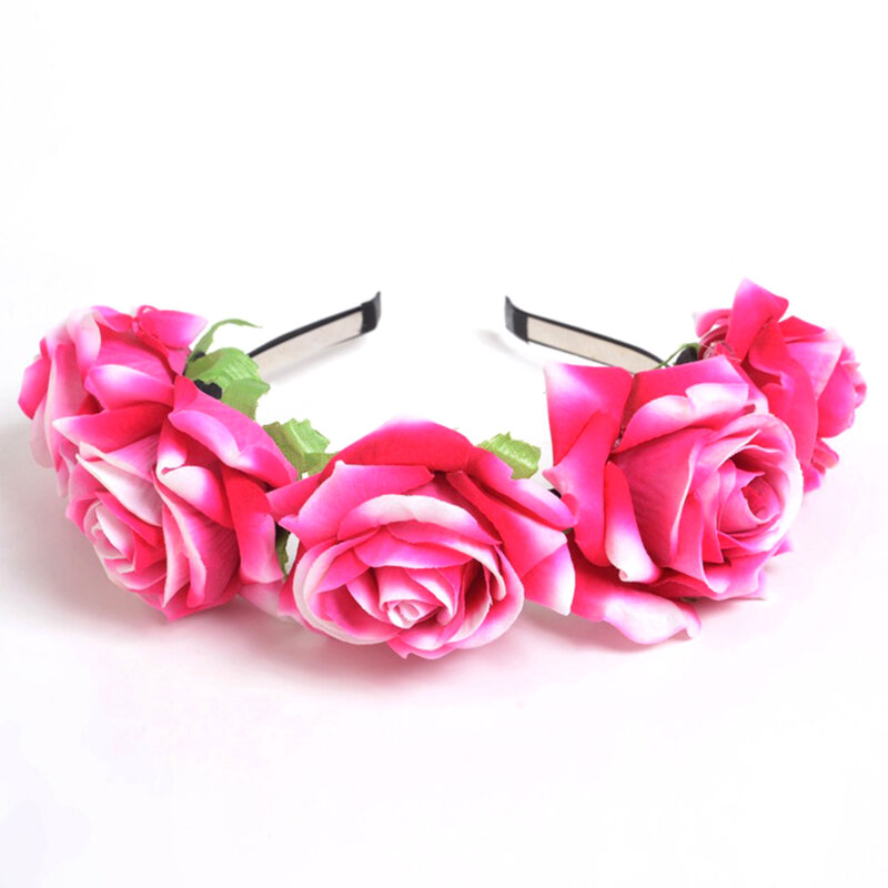 Flor de rosa headbands para mulheres noiva casamento foto tiro acessórios para o cabelo moda floral hairbands hoop hairdress