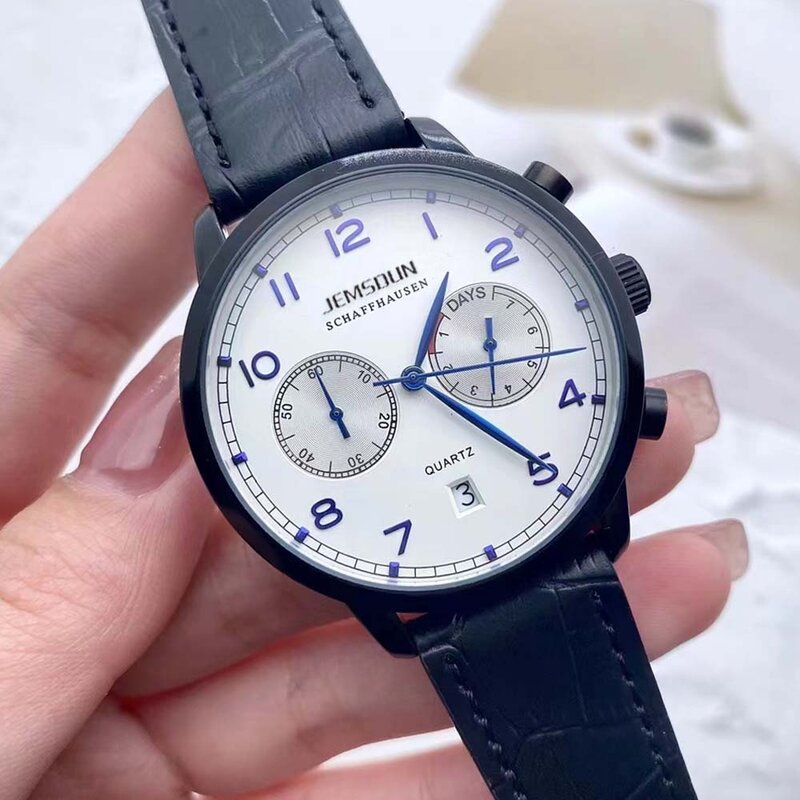 2022 novo original piloto masculino relógios clássico caso de aço multifunções data automática relógio de negócios cronógrafo quartzo aaa relógios