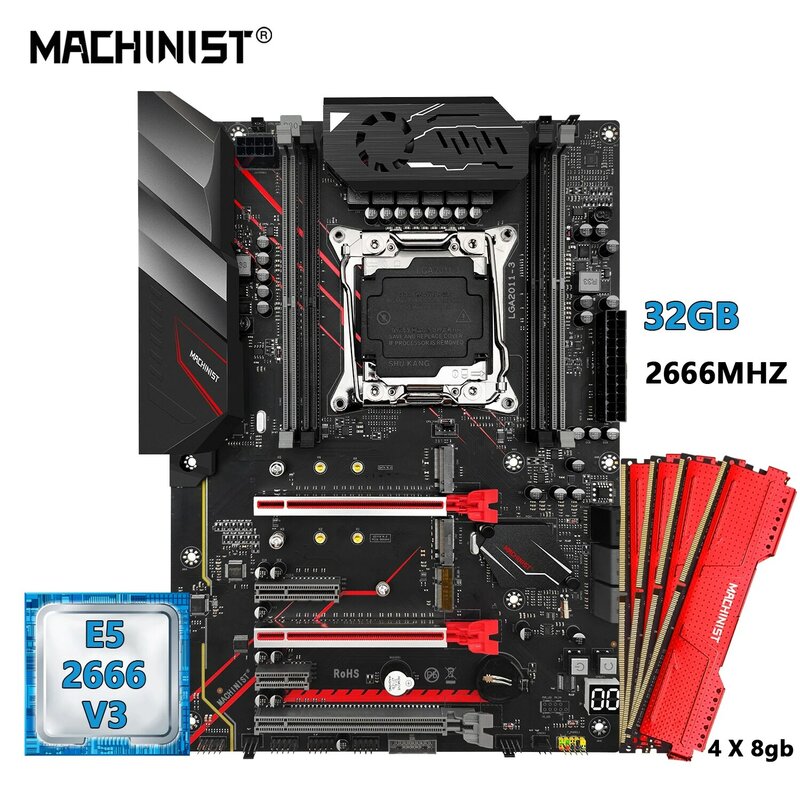 MACHINIST – Kit de carte mère X99, avec CPU Xeon E5 2666 V3 LGA 2011 – 3 et RAM DDR4 32 go, ATX X99 MR9A Pro V2