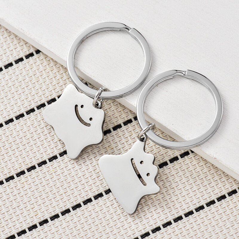 2PCS Stainless Keychain Cloud Dog Key Rings Kawaii Key Holders Fit Adult Car Keys Trinkets Fashion Small Gift Wholesale