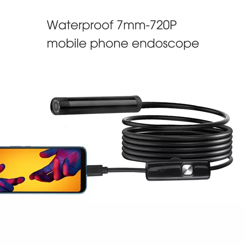 kebidumei 7mm Mini USB Endoscope Waterproof 720P HD Borescope Snake Inspection Tube Video Camera Adapt For Smart Phone