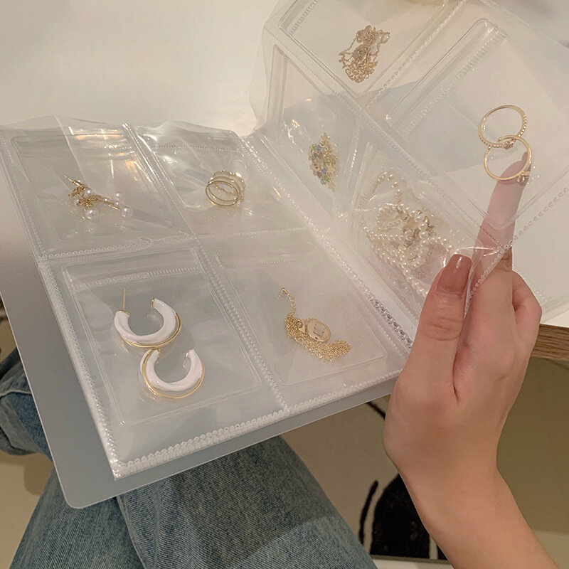 ZLALAHAJA Anti Oxidation Schmuck Organizer Tasche Halskette Armband Ohrringe Ringe Transparent Kleine Verpackung Lagerung Buch