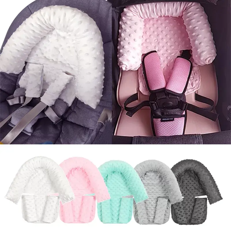 아기 자동차 안전 부드러운 수면 머리 받침 베개, 안전 벨트 스트랩 커버 아기 카시트 목 보호 머리 받침