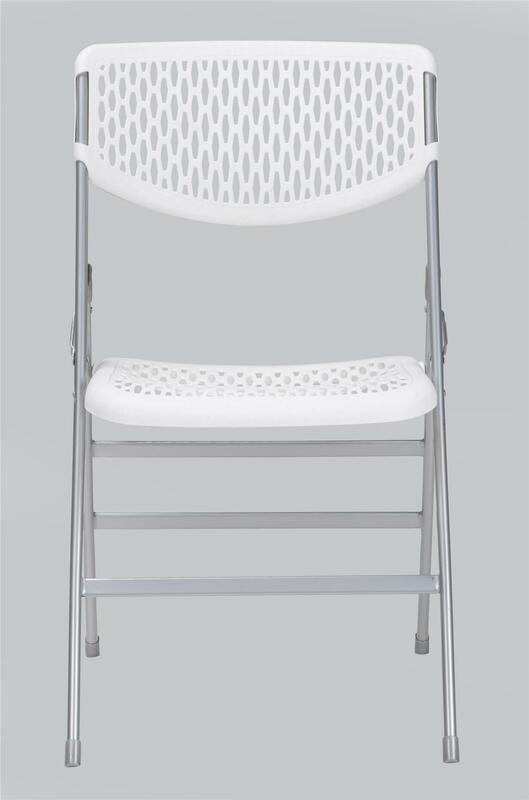 Plastikowe składane krzesło, 300 funtów. Waga, potrójnie usztywnione, białe, 4 sztuki
