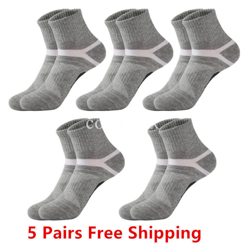 Calcetines tobilleros de algodón para hombre, calcetín transpirable, cómodo, informal, para correr, talla grande, 5 pares