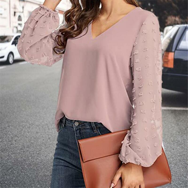 Elegant Pure Colors Spring Autumn Long Sleeve Pullover Top Female Clothing