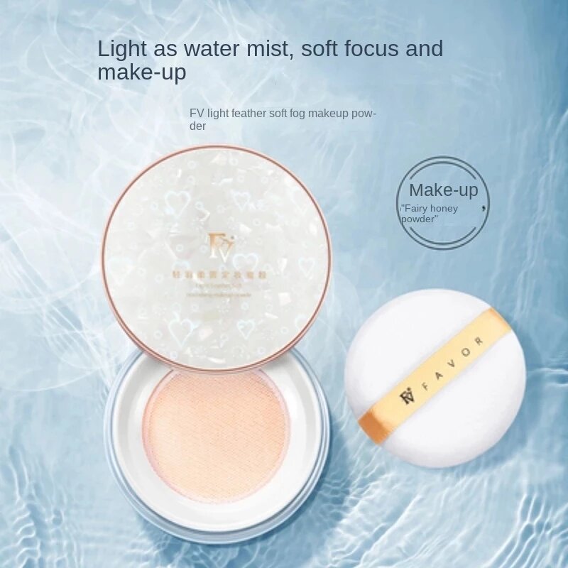 FV-Polvo de ajuste de maquillaje con Puff, corrector mate impermeable, base de maquillaje, Control de aceite, Cosméticos profesionales para mujeres