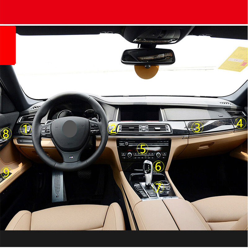 Per BMW serie 7 730i 740i 750i 760i 2009-2014 adesivi interni auto pannello di controllo centrale porta cambio pannello aria copertura pellicola auto