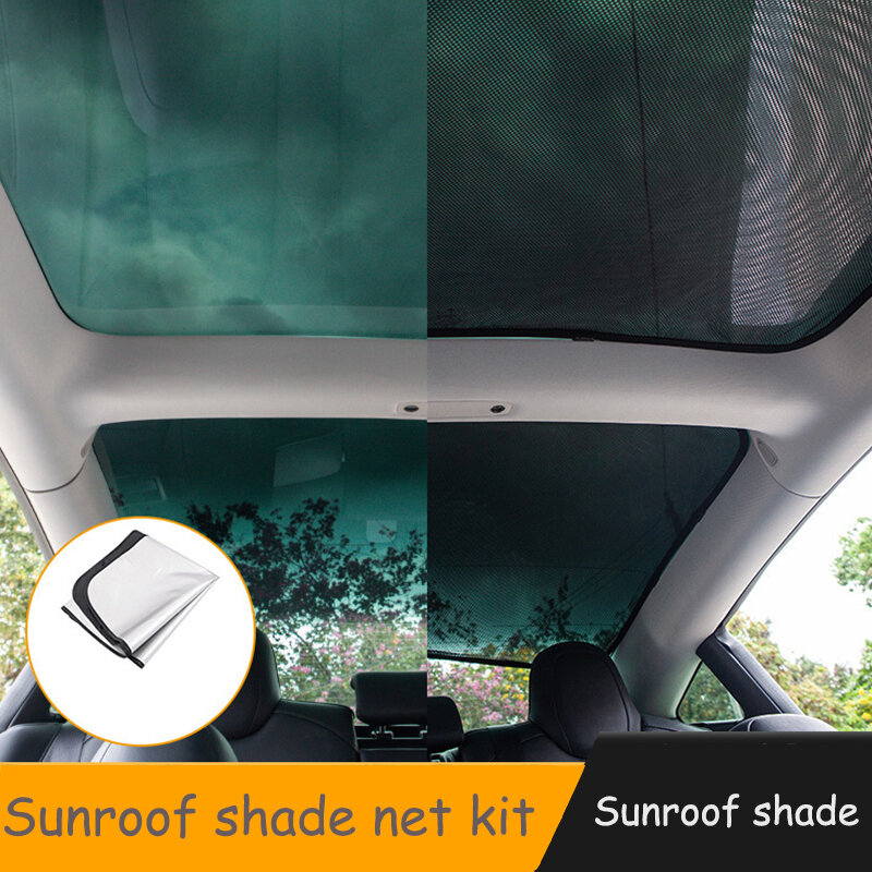 مناسبة ل تسلا Model3 فتحة سقف ظلة الظل طبقة واحدة الفضة المغلفة القماش مجتمعة في لوحة العزل تأثير مزدوج