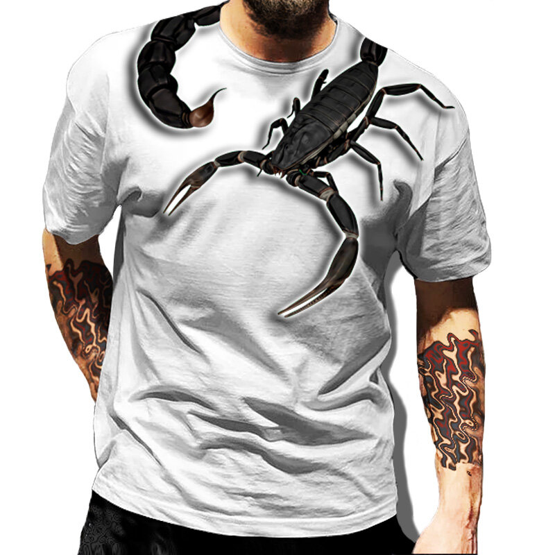 남성용 티셔츠, 클래식 동물 전갈 3D 프린트 티셔츠, 여름 반팔 힙합 티셔츠, 스트리트웨어, 유니섹스, 드롭 배송