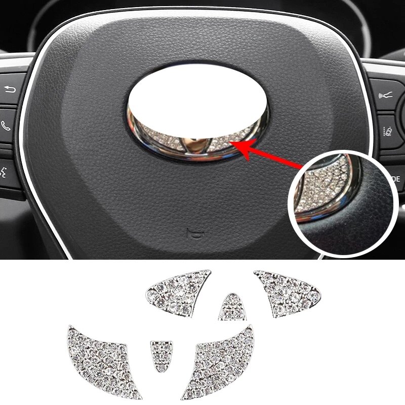 Car Steering Wheel Emblem Sticker for Toyota Hilux Prius Aygo Camry Corolla Yaris Rav4 CHR Auris Crown Tundra Levin Accessories