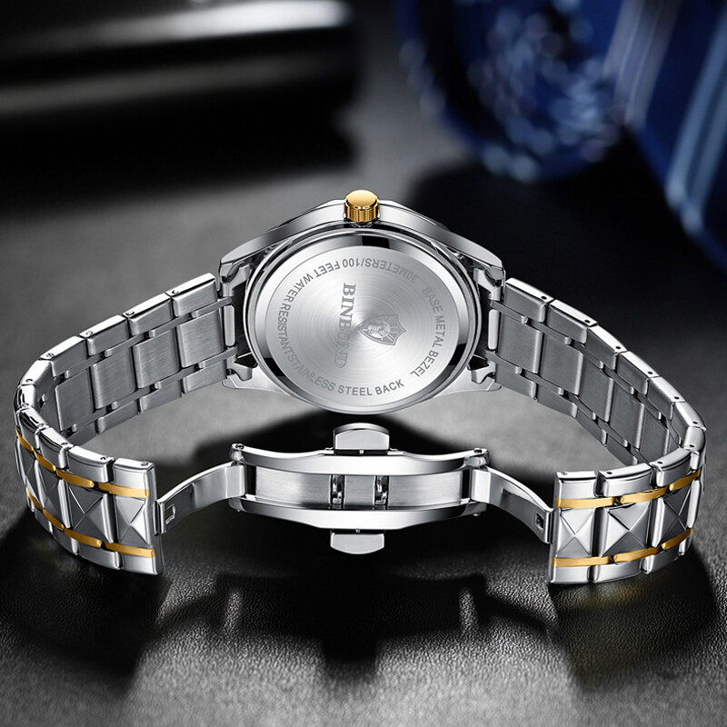 BINBONG Couple Watches Fashion Diamond Dial Luminous Weekly Calendar Display Quartz Watch 2023 New Couple Watch Waterproof 5552