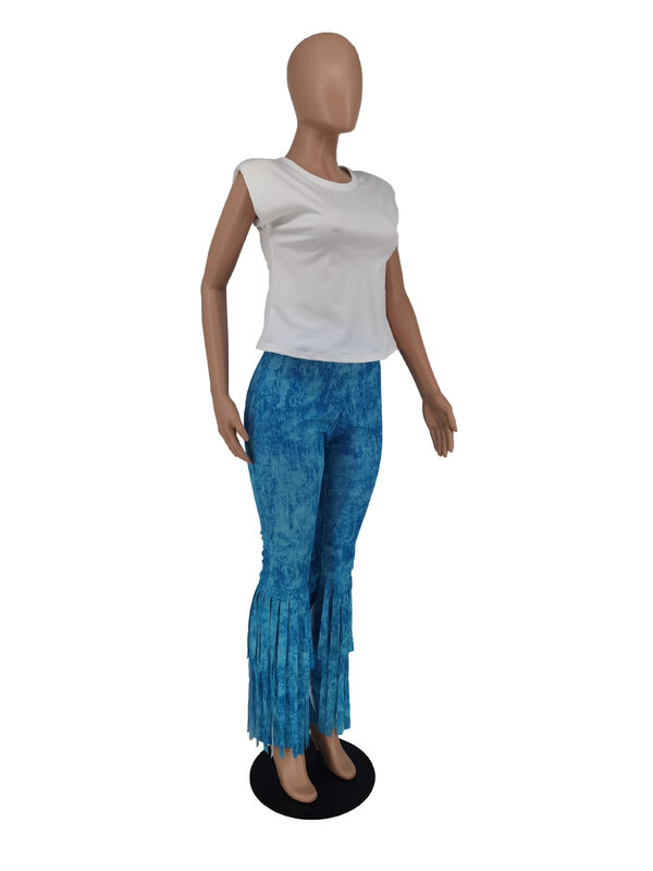Perl Top senza maniche + pantaloni con nappe completo moda due pezzi completo donna estate abbigliamento femminile tuta Casual abbinata 2022