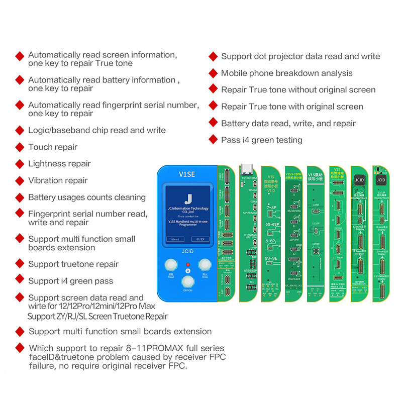 JC JCID V1SE Papan Baterai Fleksibel Home Face ID LCD untuk IPhone 13 True Tone Programmer X 11 12 13 Pro Max IPad Alat Perbaikan