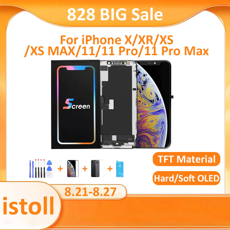 OLED Für iPhone X XR XS XSMAX Mit 3D Touch Digitizer Montage 11 12 Pro Max LCD Bildschirm Ersatz Display wahre Ton Unterstützt